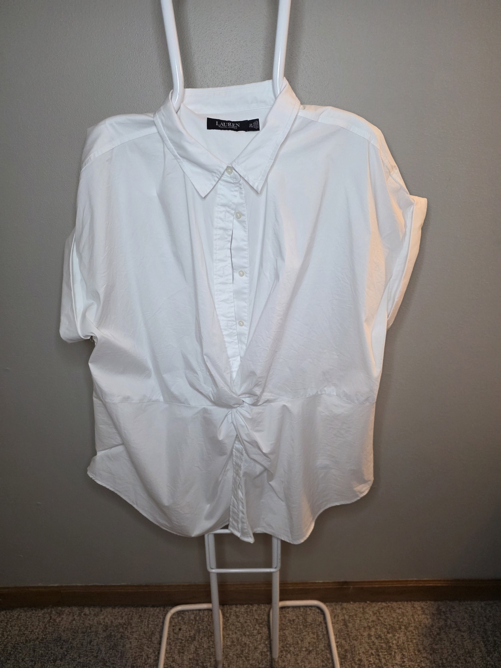 Lauren Ralph Lauren White Button-Up Knot Front Shirt